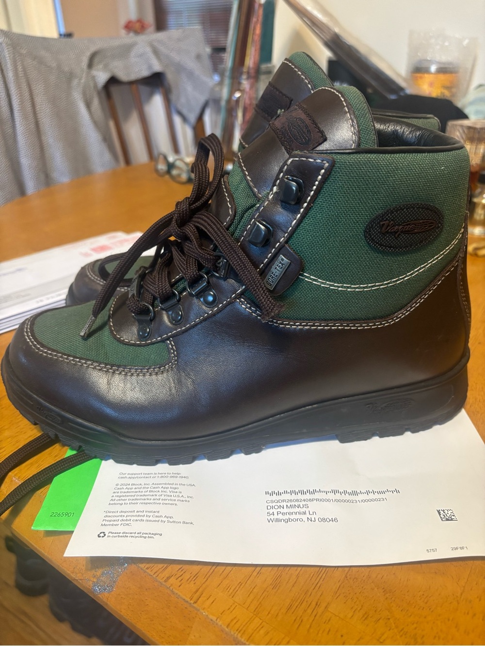 Vasque Men's Green and Brown Leather-Trim Hiking Boots